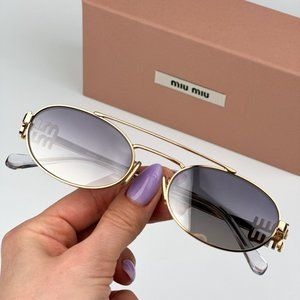 Miu Miu MU54ZS 5AK30C BRAND NEW Sunglasses Gold Gradient Mirror Pilot Unisex